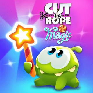 Om Nom, poised within a magical tome, ready to embark on his transformative journey in Cut The Rope: Magic.